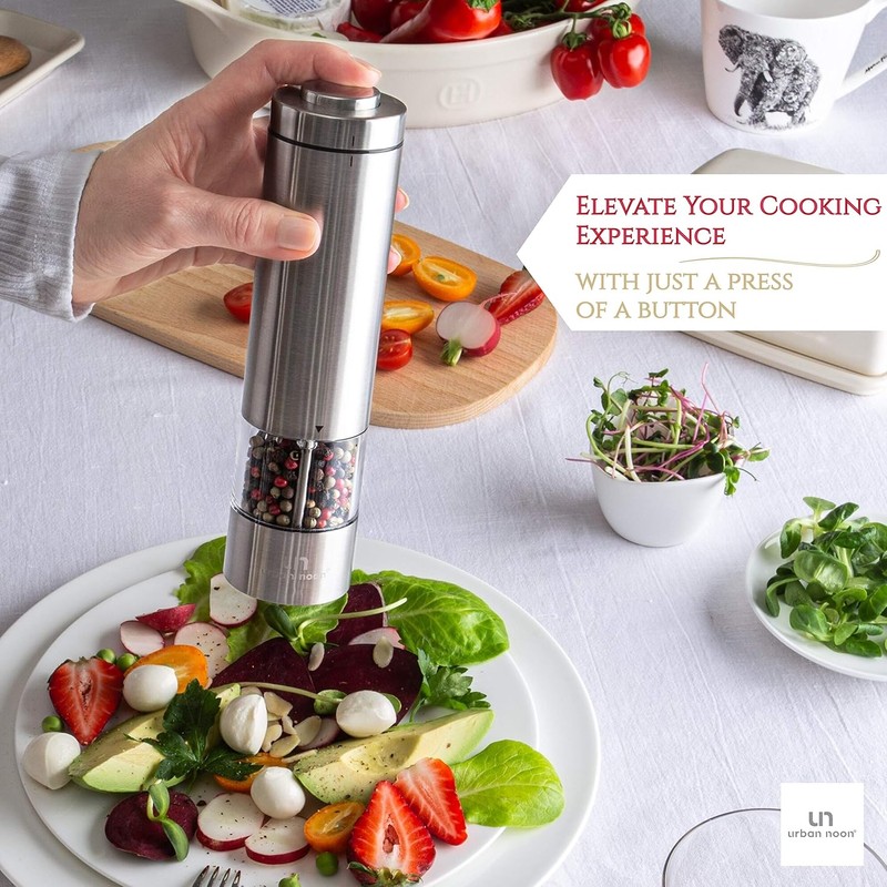 Electric Salt and Pepper Grinder - Battery Operated Stainless Steel