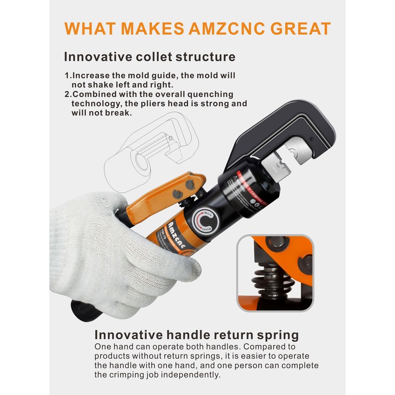 AMZCNC 1/8” Wire Rope Crimping Tool Hydraulic Hand Crimper Tool