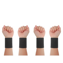 CINECE Wristbands, Thin, Cool, Sweat Wiping, Sweat Absorbent, 8CM/12CM, Summer Use, 2-Piece Set, Quick Drying, Breathable, Long and Short, Sports, Baseball, Running, Unisex (8CM Black 2 Pairs)