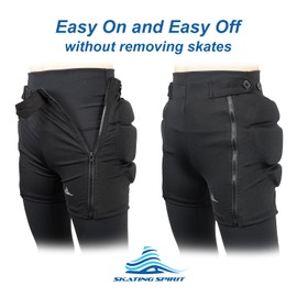 Skating Spirit Zip-on Zip-Off Padded Shorts Protective Crash Pants Tailbone Hip Butt Pad for Skating Skateboarding Skiing Black