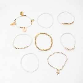 fxmimior 8 Pcs Boho Women Shell Ankle Bracelets Summer Beach Starfish Anklet Glitter Tennis Foot Chain Wedding Bling Anklets Accessories for Women