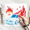FINGERINSPIRE Flames Car Stencils with a Paint Brush 11.8x11.8Inch Fire