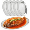 6 Packs Stainless Steel Oval Platter, Metal Plates, Oval Aluminum