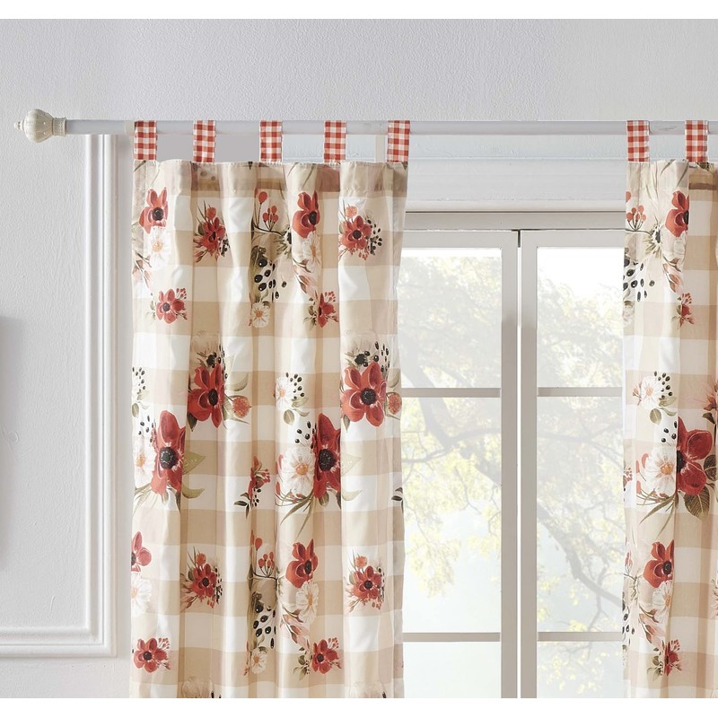 Greenland Home Wheatly Farmhouse Gingham Curtain Panels (Set of 2)