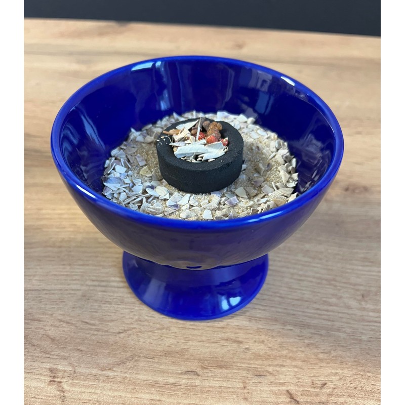 Helena Incense Goblet Blue Ceramic Incense Burner Height 9 cm