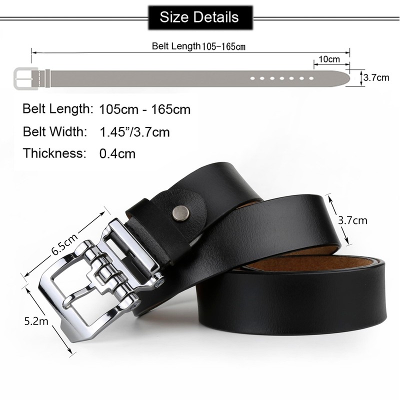 JingHao Men's Belt, Large Size, Genuine Leather, Casual Jeans Belt,