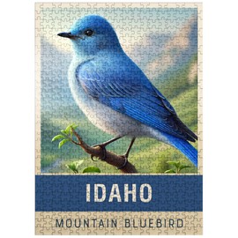 MyPuzzle State Birds Series: Idaho, Mountain Bluebird - Premium 500 Piece Jigsaw Puzzle for Adults