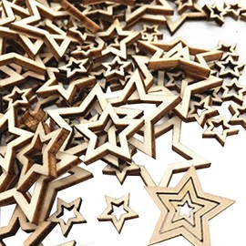 GoldRock Pack of 300 Wooden Stars for Crafts, Confetti Decoration, Christmas, 3 Sizes, Stars Wood 1-3 cm, Star Decoration Confetti, Wooden Stars Table Decoration, Small, Christmas Decoration Crafts,
