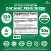 Zazzee USDA Organic Fenugreek 30:1 Extract, 6000 mg Strength, 120