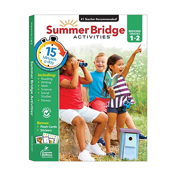 Summer Bridge Activities 1-2 Workbooks, Ages 6-7, Math, Reading Comprehension,