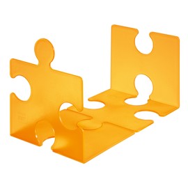 HAN 9212-61, CD rack/bookend PUZZLE. Modern, innovative and very stable. Random interlinking. Set of 2, translucent orange