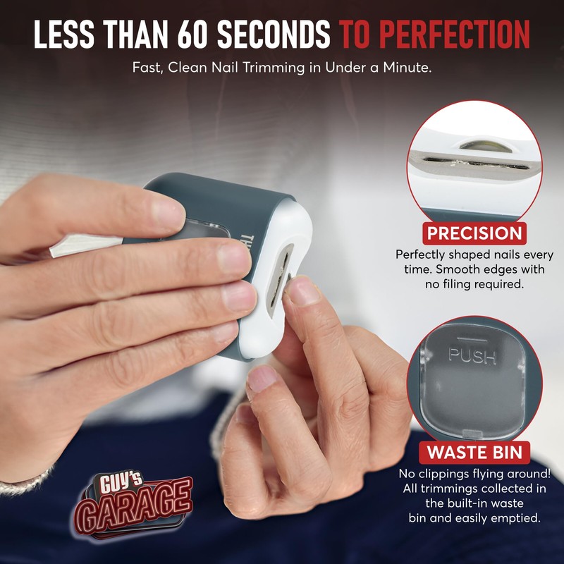 The Buffer - Automatic Nail Clipper for Men, Portable, Rechargeable,