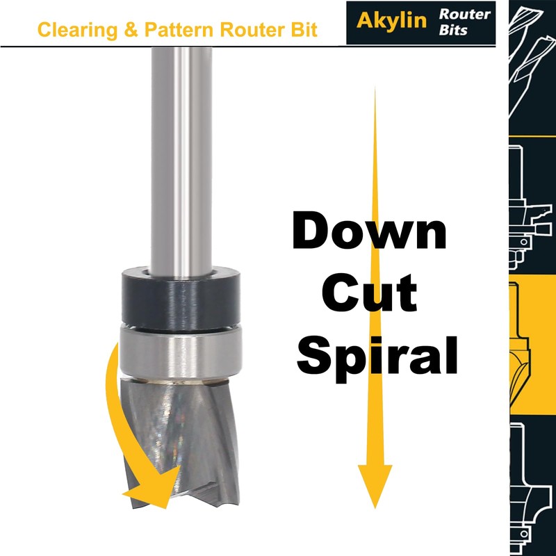 Solid Carbide Spiral Flush Trim Router Bits, 3-Flutes Down Cut