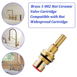Brass 1-002 Ceramic Valve Cartridge, Compatible With Brass 1001 Ceramic Hot Cartridge, Brass Construction (Brass 1-002)