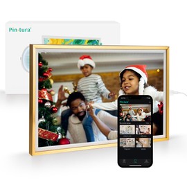 Pintura 13.3" WiFi Digital Picture Frame Gold – 64GB+8GB Digital Photo Frame Large, 1920 * 1080P FHD IPS Screen, Secure Photos/Videos Instant Sharing via App, Photo Gifts for Parents and Grandparents