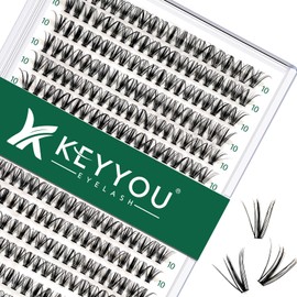 Lash Clusters 300pcs Individual Lashes 30D 0.07D Curl 10mm DIY Eyelash Extension KEYYOU Large Tray Volume Soft&Natural Cluster Lashes(30D-0.07D,10）