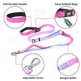 PINETAPIRS Run & Walk Hands-Free: Heavy Duty No Pull Bungee Waist Leash for Dogs. Training & Car Seatbelt Compatible. Adjustable 4-6FT, Reflective, Dual Handles, Metal Safe Lock.