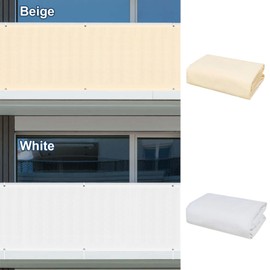 SUNLAX 3'x10' Cream Balcony Privacy Screen Fence Windscreen Cover Fabric Shade Mesh Cloth with Grommets UV Protection for Patio, Backyard, Porch, Railing Shield 90%