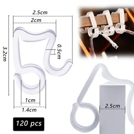 Pack of 120 Christmas Light Clips, Gutter Hooks, White, Gutter Hooks for Fairy Lights, Christmas Lighting Hooks, Gutter Fairy Lights, Fairy Lights Holder