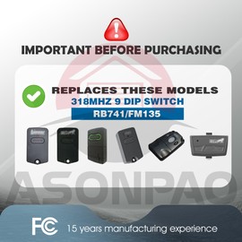 2 for Mighty Mule GTO Gate Opener Remote FM135 RB741 MMT103【10 Year Warranty】