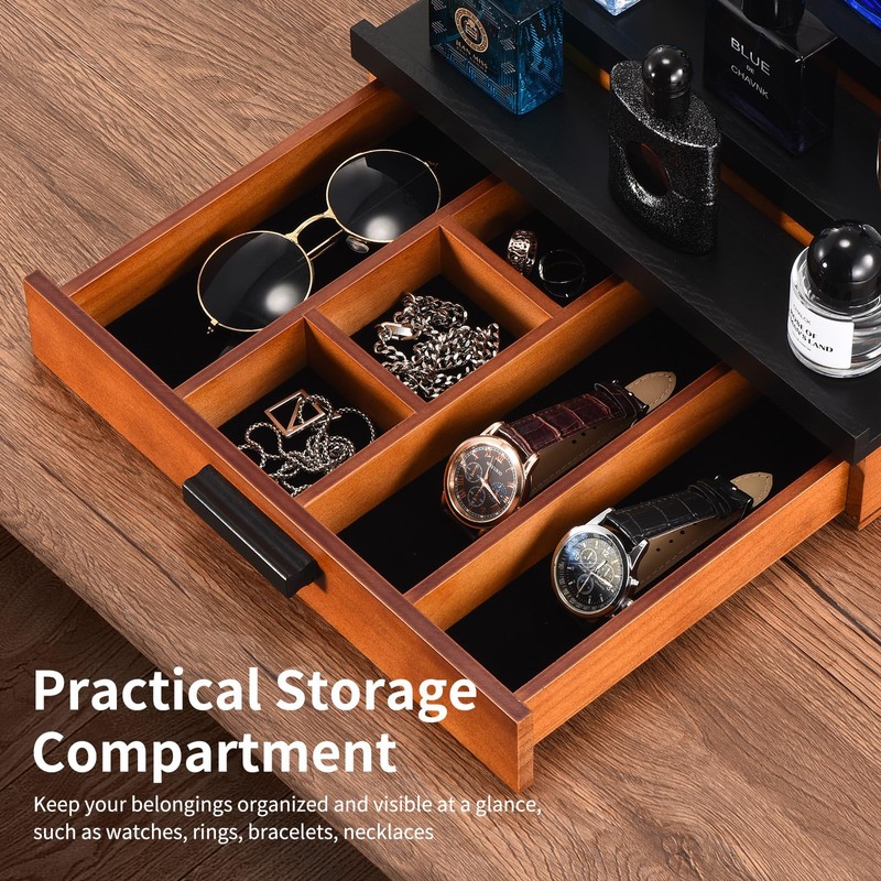 GLOKUUCA Perfume Organizer for Men, 4 Tier Wood Perfume Display