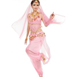 Women's Belly Dance Costume Set Indian Dance Performances Outfit, pink