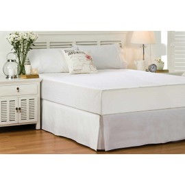Whitecottonworld Full Size Bed Skirt 600 TC Egyptian Cotton 16 Inch Drop Easy Fit - Bed Skirt for Full 54x75 Inch Beds - Center & Corner Pleats, White Solid