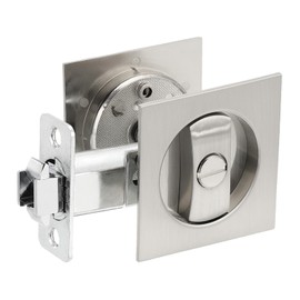 PATIKIL Recessed Door Lock, Square Pocket Door Lock Invisible 2 Sided Hardware Privacy Sliding Door Latch for Bathroom Bedroom Barn Door for 1-3/8" to 2" Thickness Door, Silver