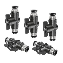 Pneumatic Connector, Pack of 5 Pneumatic Ball Valve, Straight Pneumatic Connector, Pneumatic Valve Can Be Used to Control Gas, Quick Connection (6 mm)