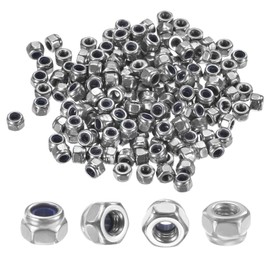M METERXITY 200-Pack Nylon Insert Hex Lock Nuts, M2 x 0.4mm Thread 304 Stainless Steel Self-Locking Locknuts Hexagon Nut Metric Nuts for Machinery/Home Repair/Industrial Fasteners