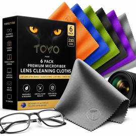 Microfiber Cleaning Cloth – 6 Pack, 230 GSM Ultra Soft Lens Cloth for Glasses, Camera & Screens, Streak-Free, Lint-Free, Scratch-Safe (6x7 Inch)