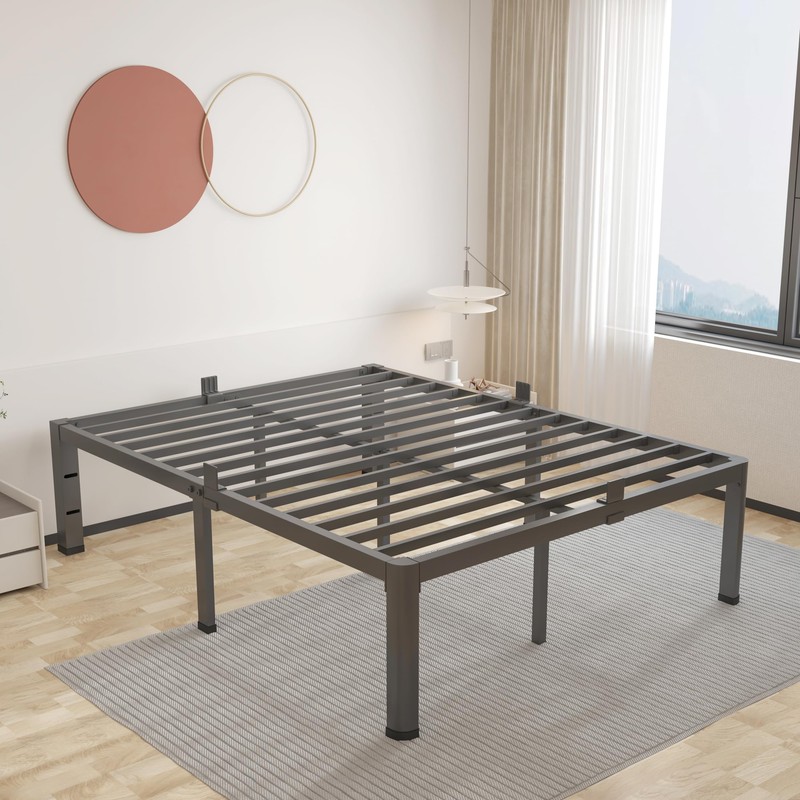 ROIL 12 inch Metal Queen Bed Frame with Rounded Corner