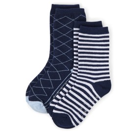 Gymboree Boys and Toddler Crew Socks, Navy/Heather Grey 2 Pack, 4-5T