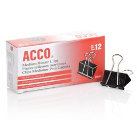 ACCO Binder Clips, Medium, 12/Box, 10 Boxes (120 Clips Total) (72050)