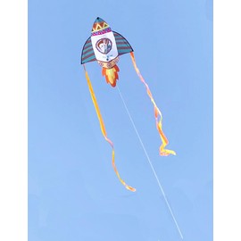 Nonberkey Rocket Delta Kite Easy to Fly, Fighter Plane Kite with 160 ft String, Outdoor Beach Sports Toys for Kids Adults (Blue-White)