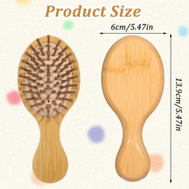 HJZHII Pack of 2 Bamboo Hair Brush, Small, Mini Hair Brush for Hair Growth, Scalp Massage Brush, Bamboo Brush, Small Bamboo Brush, Scalp Brush with Handle Design, for Women, Antistatic