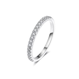 IMOLOE Lab Grown Diamond Wedding Bands for Women, 0.3 Carat Lab Grown Diamond Ring Trendy Lab Grown Diamond Eternity Rings for Women in 18K White Gold Plated Sterling Silver Size 5.5