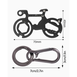 MYGLOAR Bicycle Multi Tool 12 in 1 Repair Tool Kit with Aluminum Buckle Repair Kit Mini Bike Multi Tool Key Tool Bicycle Keychain Black