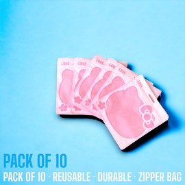 Kitty Zipper Bag Kitty cute resealable zipper bags duable poly baggies reuseable with zip top lock Kitty cookie bag small item organizer (Pink)