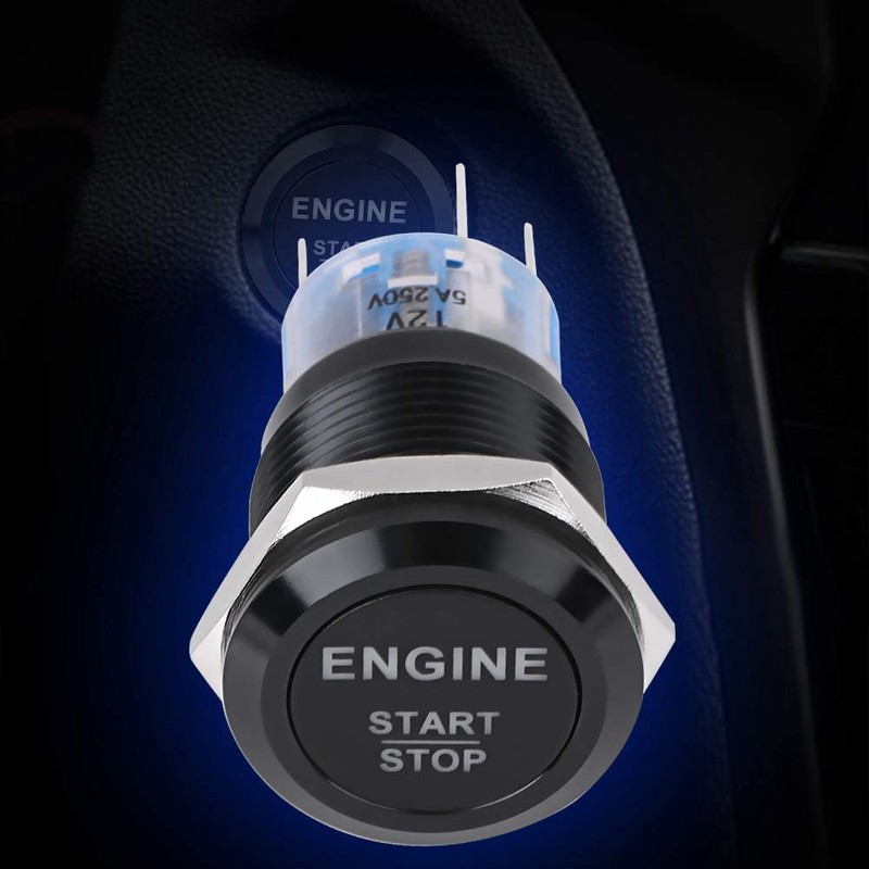 Car Engine Start Switch, 2 Colors Universal 12V White LED