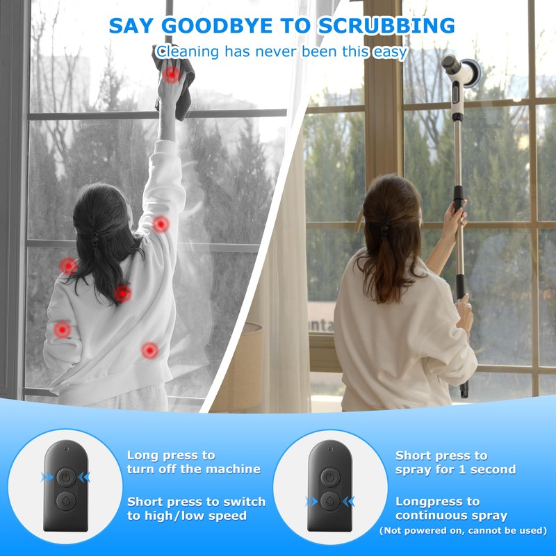 Wikihhome Electric Spin Scrubber,Cordless 2 Speeds Shower Scrubber with Foam