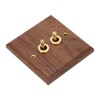 Double Toggle Switch Retro Walnut Wood Wall Mount Panel with