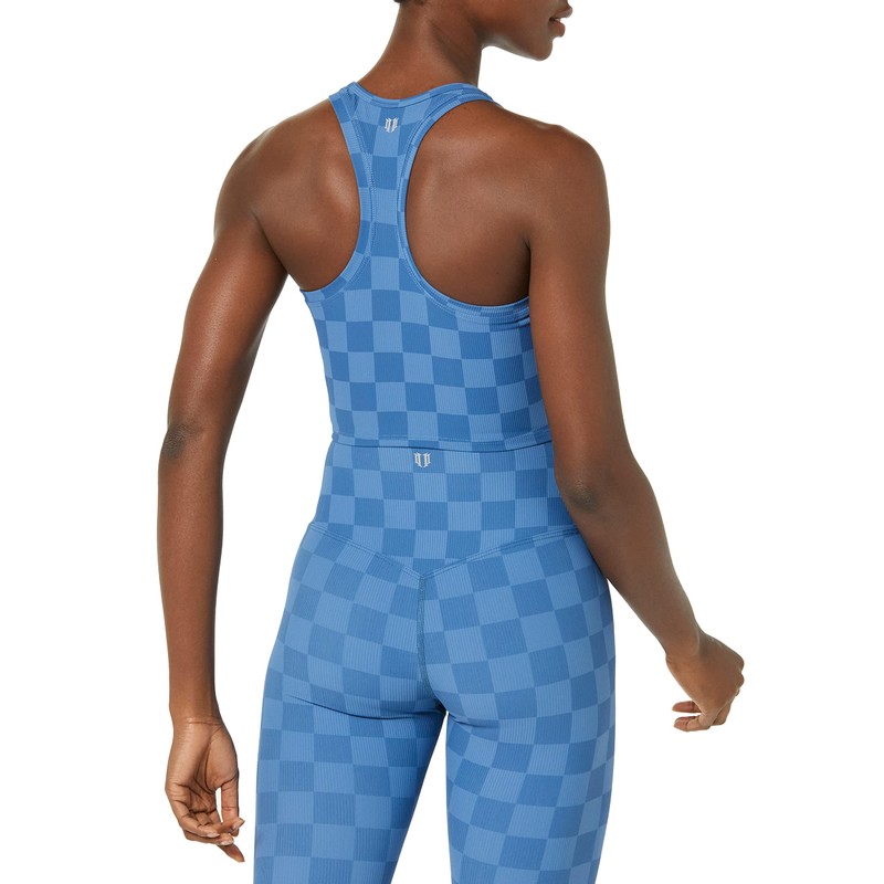 EleVen by Venus Williams Women's Ace Tank, Ocean Checkered Print,