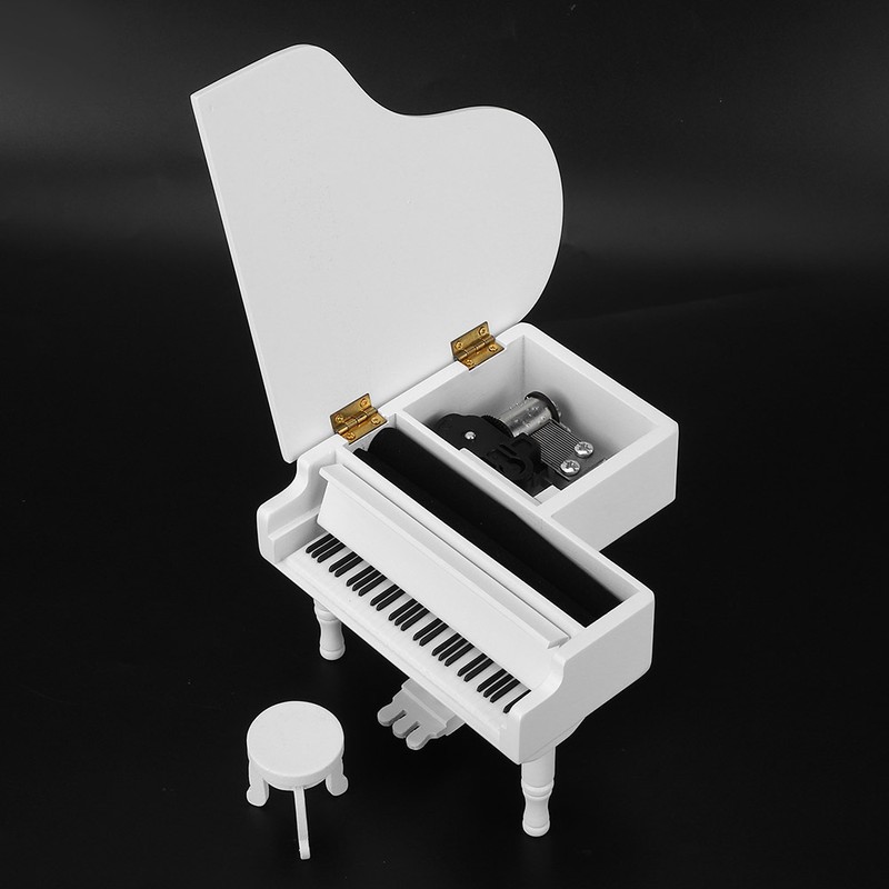 Wood Piano Model Music Box Jewelry Storage Musical Boxes with