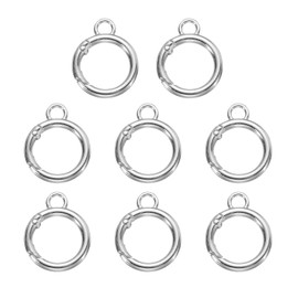 HARFINGTON 8pcs Spring O Ring Clip, Metal Spring Clasp Key Ring, Figure-Eight Shaped Keychain Snap Buckle Accessories for Purse Shoulder Bag Lanyard Leather DIY Crafts, Silver, Small