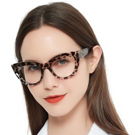 MARE AZZURO Retro Cat Eye Reading Glasses Women Large Frame Readers 1.00 1.25 1.50 1.75 2.00 2.25 2.50 2.75 3.00 3.50 4.00 5.00 6.00 (Leopard, 200)