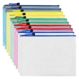 KOOSREEL Zipper Document Bag A3 Zipper Bag 5 Colors PVC Clear Document Bag Zipper Mesh Travel Office Travel Accessories (10 Pack)