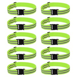 PATIKIL Adjustable Reflective Running Belt 1.9 Inch, 10 Pcs Glow Pt Belt Sash for Cycling Walking Motorcycle Gear, Green