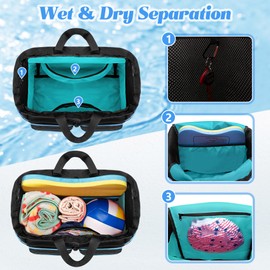 Fasrom Mesh Swim Backpack, 30L Swim Gear Bag with Wet/Dry Compartment and Waterproof Bag for Swimming, Gym, Water Sports, Athlete Training, Blue (Empty Bag Only, Patent Design)