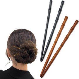 BLPRKOT Pack of 4 Retro Wooden Hair Sticks, Hair Sticks, Bamboo Shape, Hair Holder, Hair Sticks for Women, Wooden Hair Pin, Hair Sticks, Hair Sticks for Buns, Hair Sticks for Women